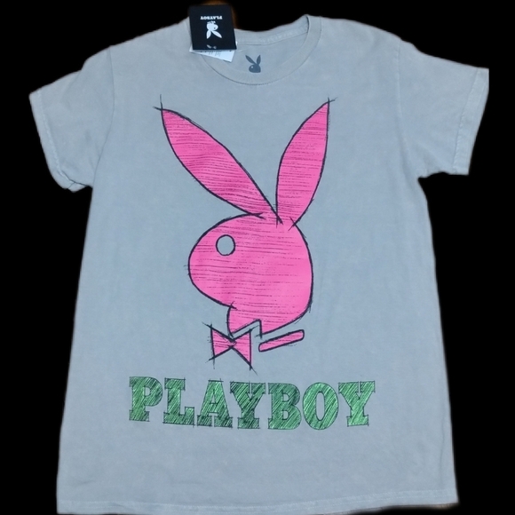 PLAYBOY Tops - Playboy Pink Bunny Shirt Tan Women's Size Small NWT